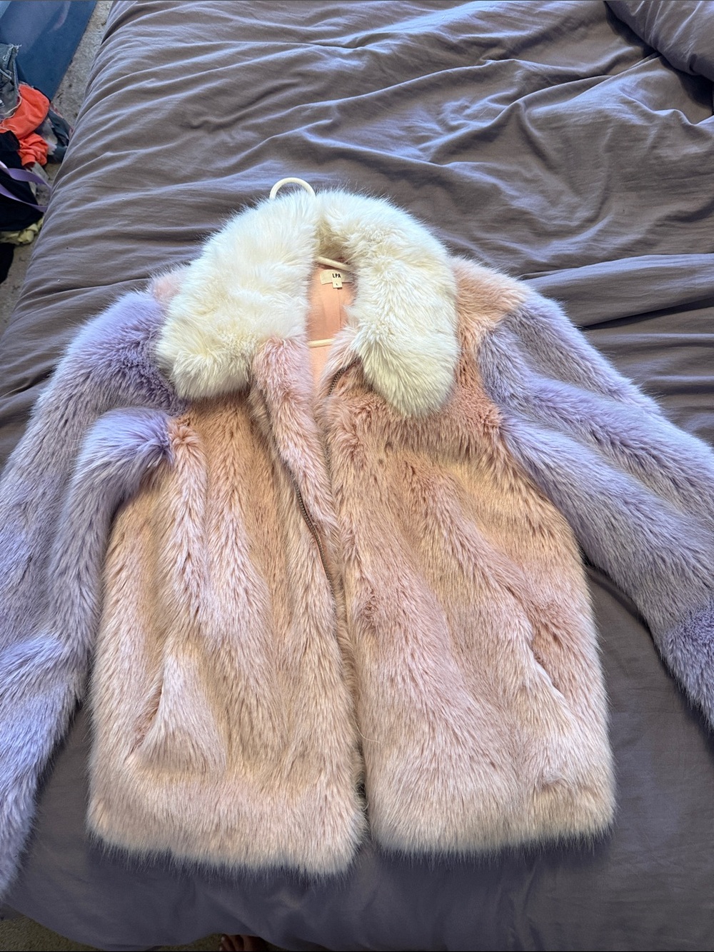 LPA Revolve Pastel Faux Fur Colorblock Jacket - Women's